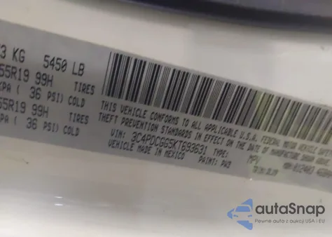 2019 Dodge Journey Crossroad z USA, uszkodzony, nr VIN 3C4PDCGG5KT693631